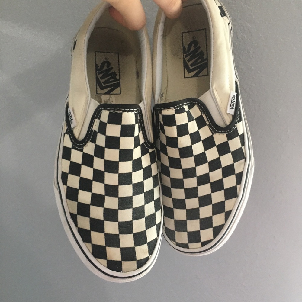 VANS checkered slip ons